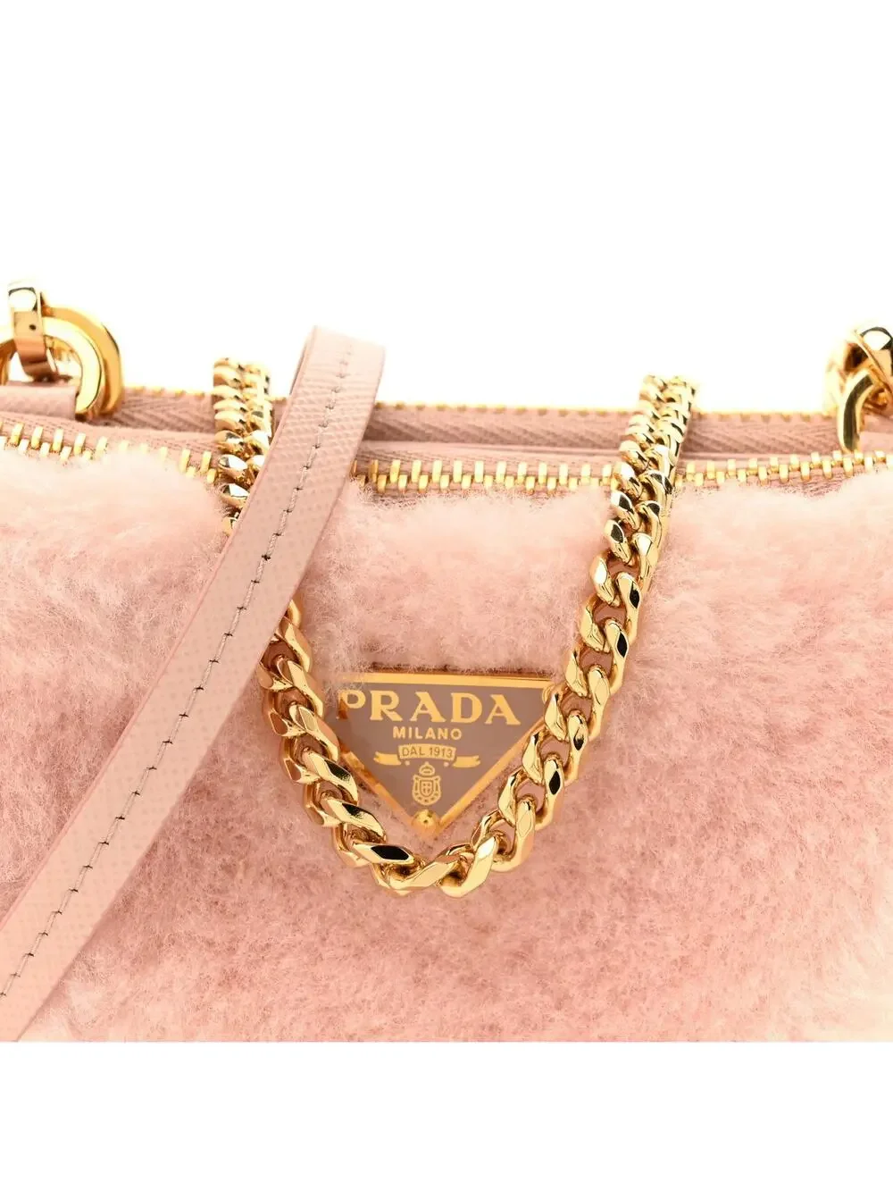 Prada Saffiano Shearling Triangle Mini #270965P12B